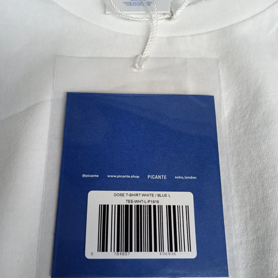 PICANTE LONDON DOSE T-SHIRT WHITE/BLUE LARGE