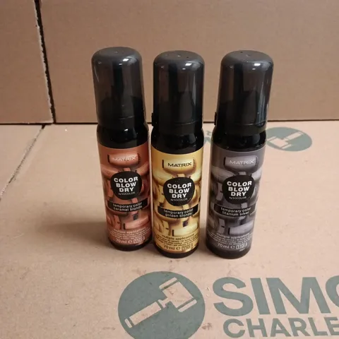 APPROXIMATELY 22 X ASSORTED MATRIX COLOR BLOW DRY HAIR CARE PRODUCTS TO INCLUDE GOLDEN BLONDE, CARAMEL BLONDE ETC