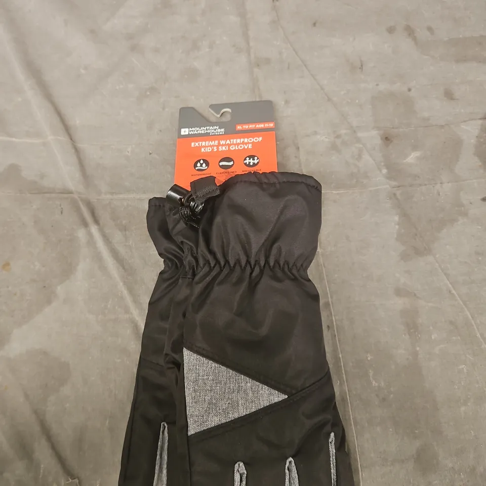 MOUNTAIN WAREHOUSE EXTREME WATERPROOF KID'S SKI GLOVE – BLACK XL TO FIT AGE 11-13 YEARS
