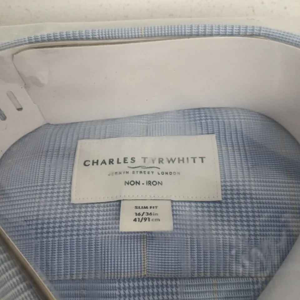 CHARLES TYRWHITT NON-IRON SLIM FIT SHIRT – BLUE CHECK – NECK 16" SLEEVE 36"