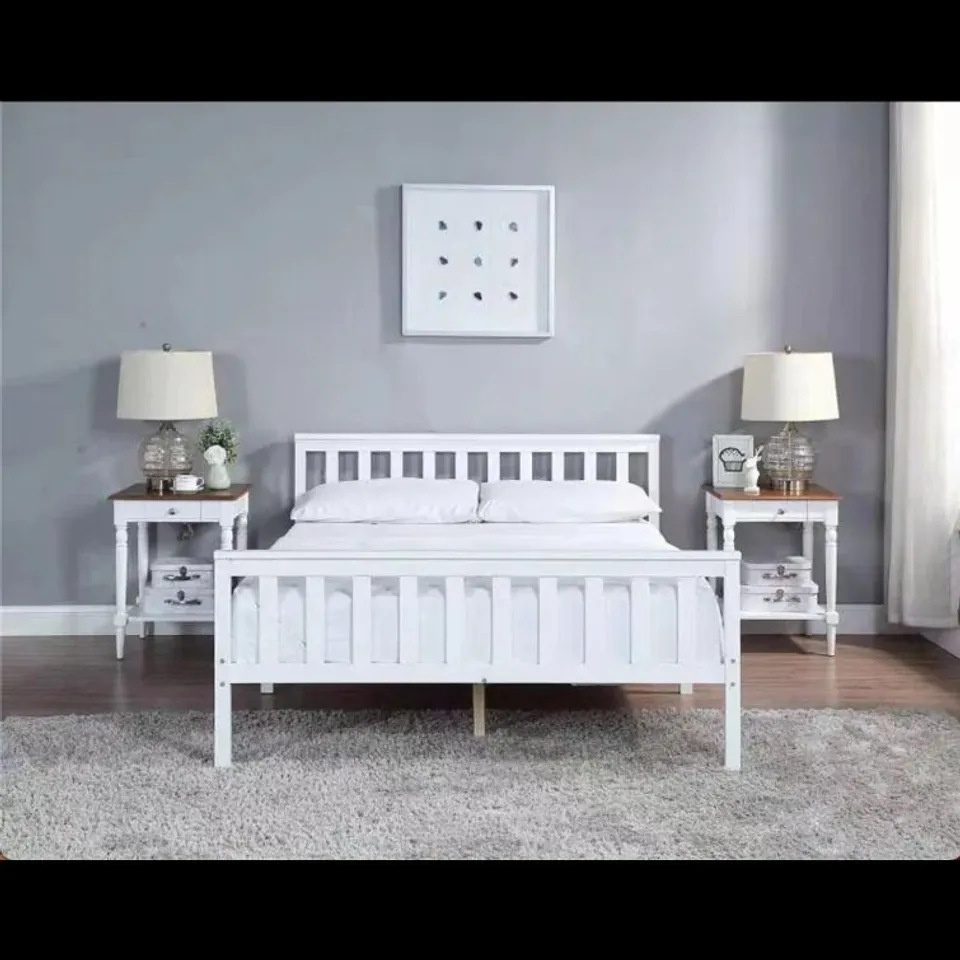 BOXED CONWAY BED FRAME, WHITE // SIZE: KING (1 BOX)