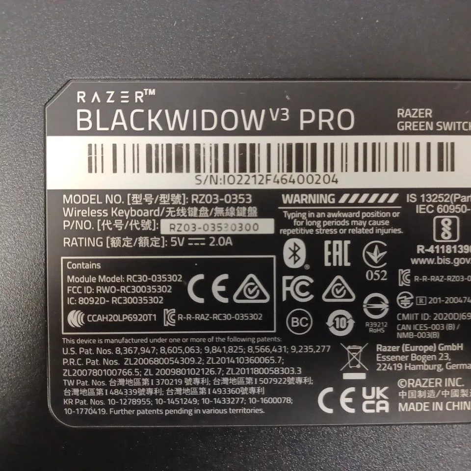 RAZER BLACKWIDOW V3 PRO WIRELESS MECHANICAL GAMING KEYBOARD 