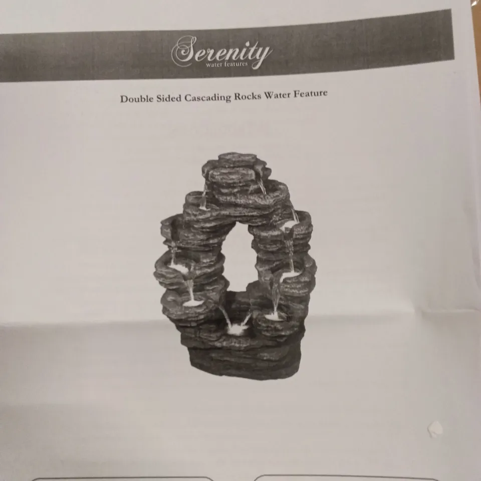BOXED SERENITY DOUBLE SIDED CASCADING ROCKS WATER FEATURE 