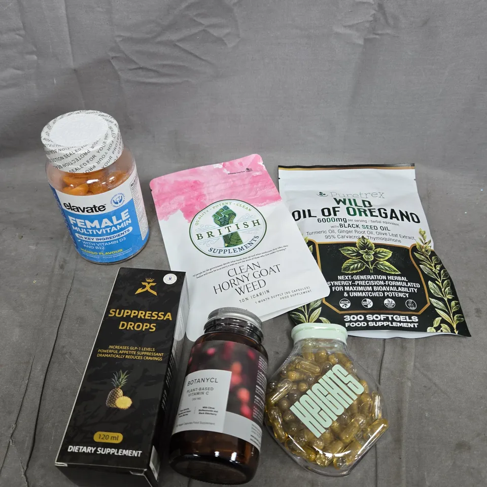 APPROXIMATELY 15 ASSORTED VITAMIN/HEALTH AID PRODUCTS TO INCLUDE HORNY GOAT WEED, OREGANO SUPPLEMENTS, MULTI VITAMINS ETC 