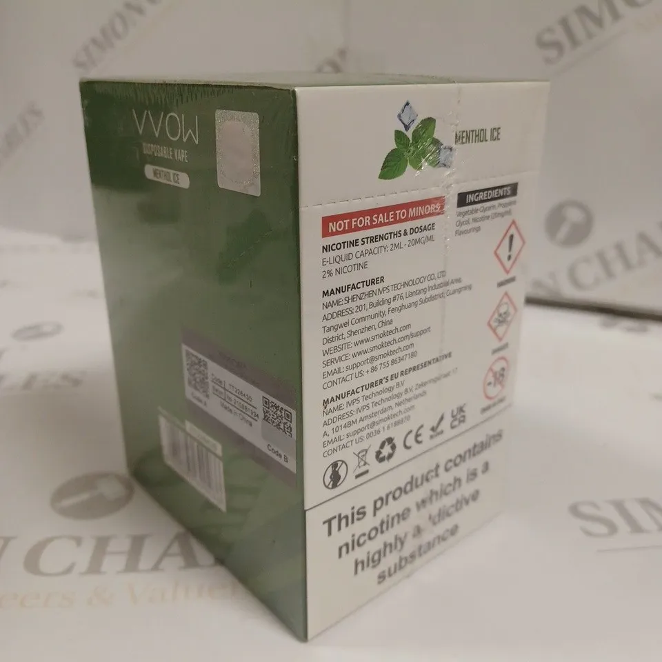 SEALED SMOK VVOW 10-PACK OF DISPOSABLE VAPES - MENTHOL ICE