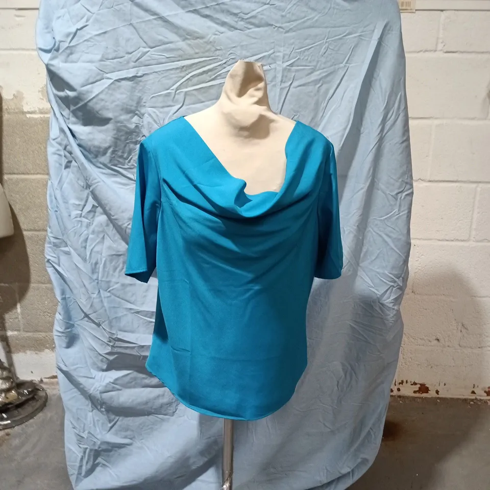 JACQUES VERT WOMEN'S BLUE DRAPED-BACK TOP