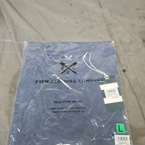 CREW CLOTHING COMPANY WAFFLE TEE – STEEL BLUE – UK SIZE L