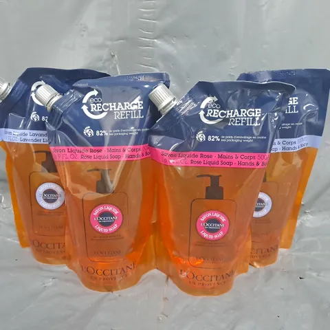 SET OF 4 L'OCCITANE ECO RECHARGE REFILLS (500ML)