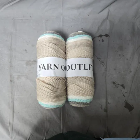 YARN OUTLET YARN SKEINS – BEIGE WITH AQUA ENDS (2 X SKEINS)