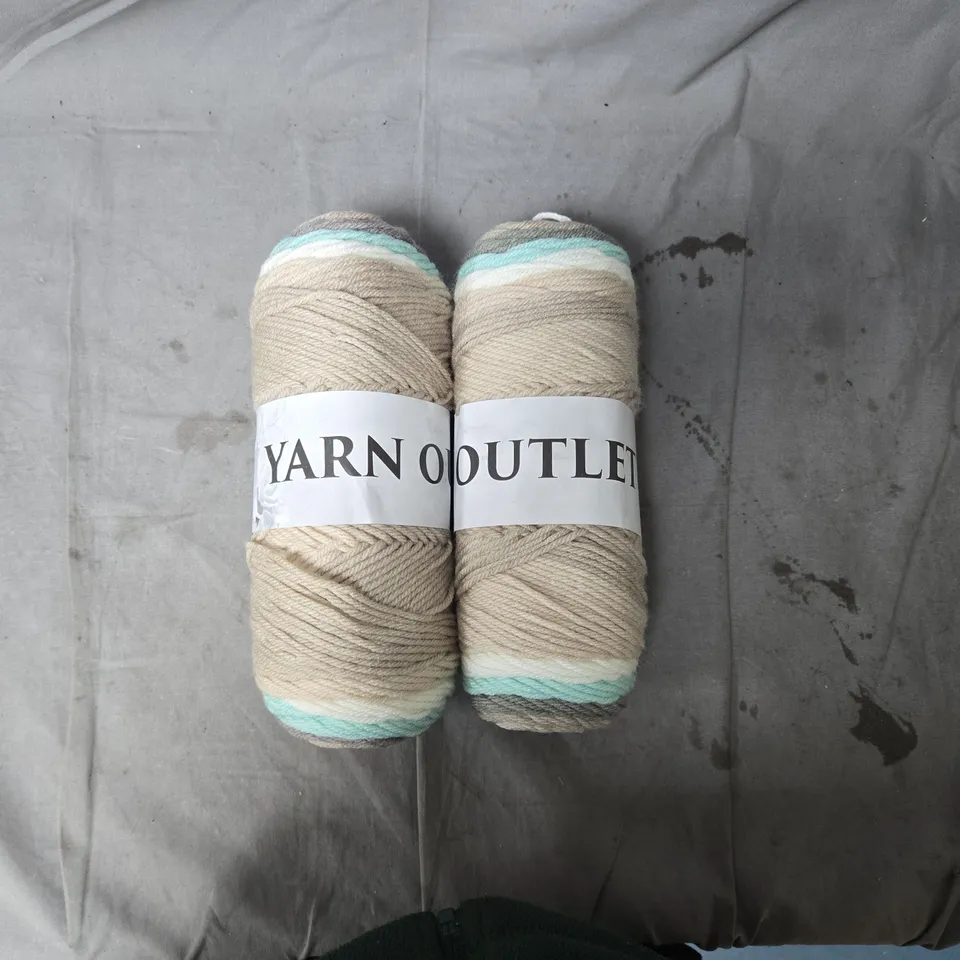 YARN OUTLET YARN SKEINS – BEIGE WITH AQUA ENDS (2 X SKEINS)