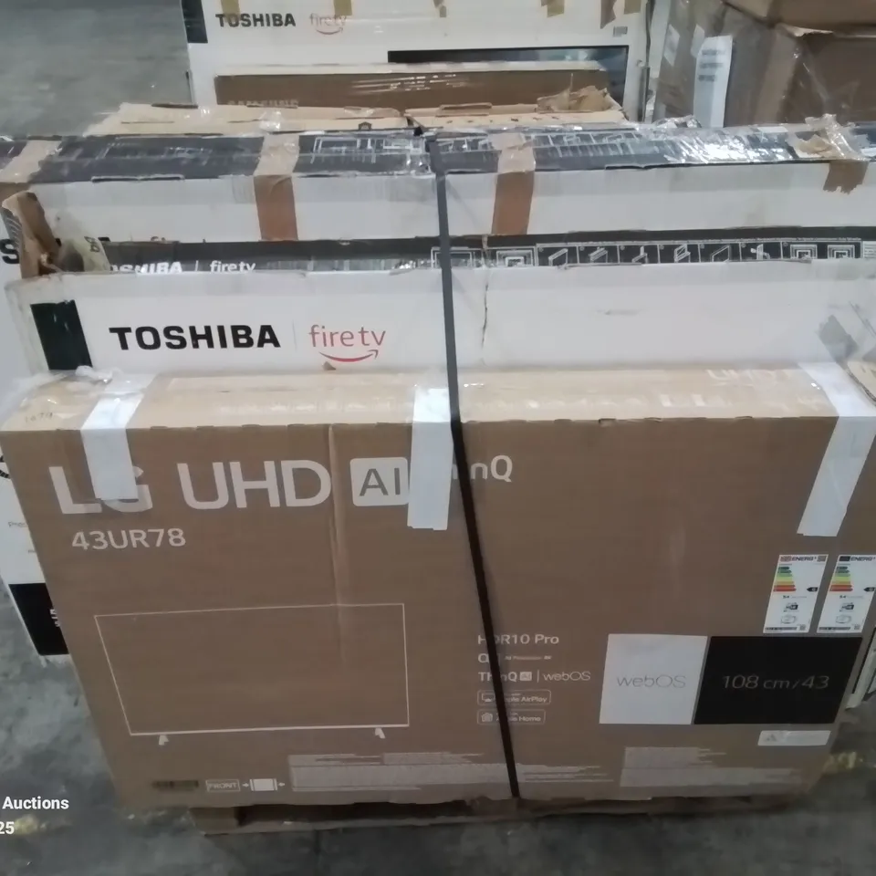 PALLET CONTAINING 8 ASSORTED TVS TO INCLUDE PANASONIC AND TOSHIBA 