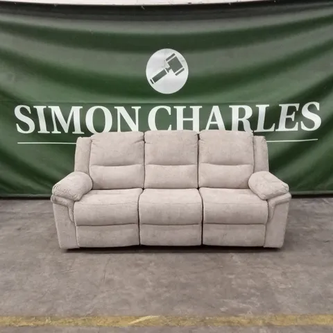 ALBION CHUNKY WEAVE 3 SEATER HIGH BACK MANUAL RECLINER SOFA - NATURAL