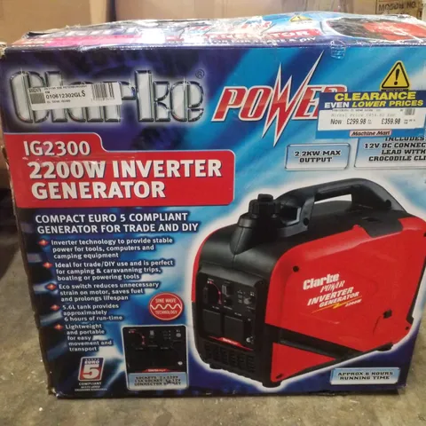 BOXED CLARKE IG2300 2200W PETROL INVERTER GENERATOR