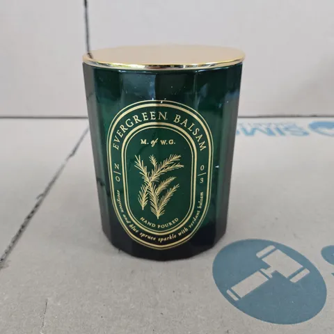 EVERGREEN BALSAM HAND-POURED CANDLE IN GREEN GLASS