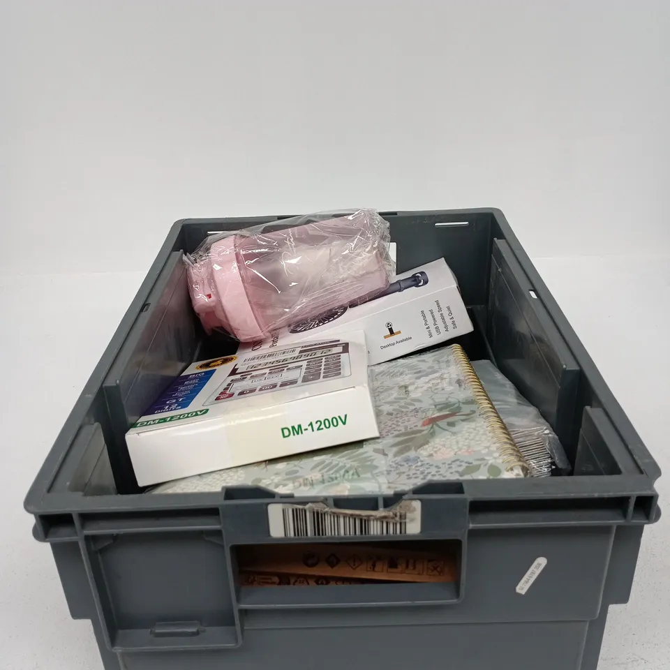 TOTE OF APPROXIMATELY 15 ASSORTED ITEMS TO INCLUDE TEACHER 2026/27 NOTEBOOK, MINI FAN, CALCULATOR, INCENSE STICKS ETC