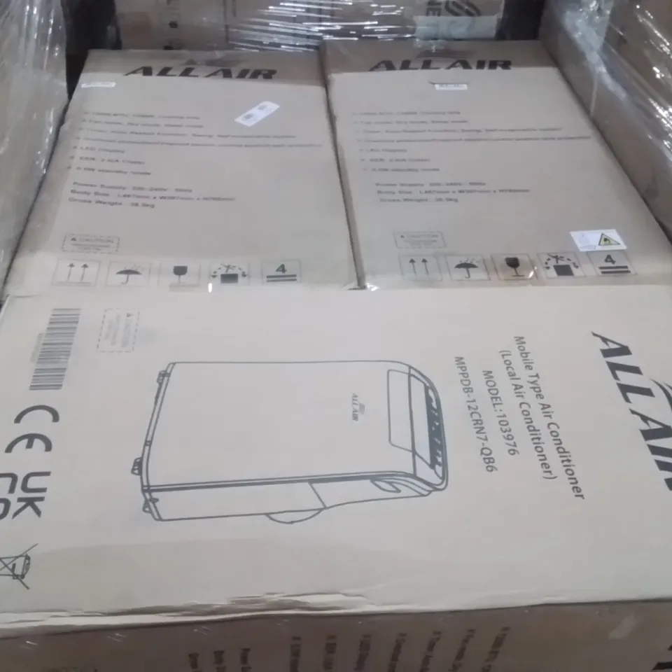 PALLET CONTAINING LARGE QUANTITY OF AIR CONDITIONING UNITS