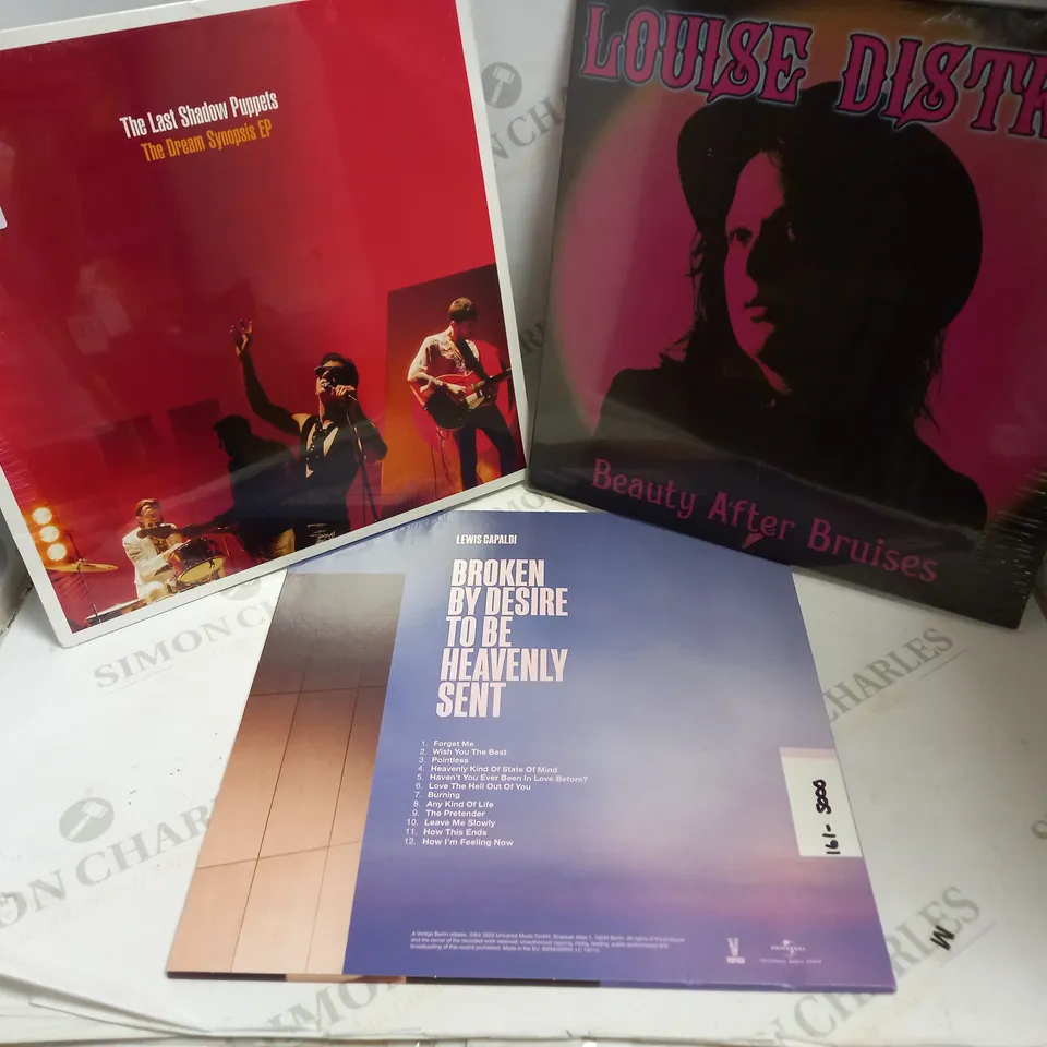 LOT OF 10 ASSORTED VINYL RECORDS, TO INCLUDE LOUISE DISTRAS BEAUTY AFTER BRUISES, THE LAST SHADOW PUPPETS THE DREAM SYNOPSIS, LEWIS CAPALDI BROKEN BY DESIRE TO BE HEAVENLY SENT, ETC