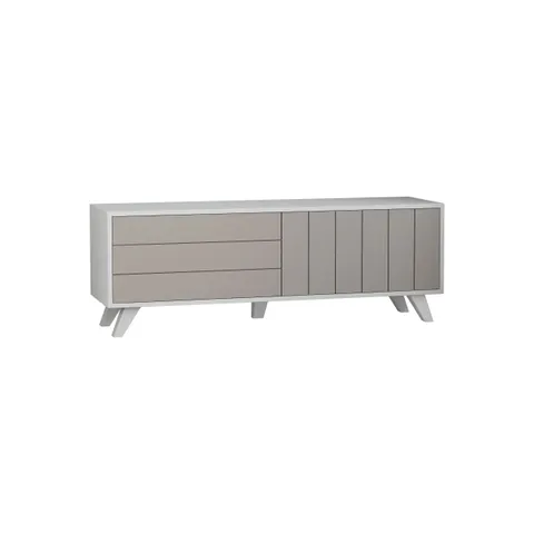 BOXED MARI TV CONSOLE CABINET IN LIGHT MOCKA/GREY