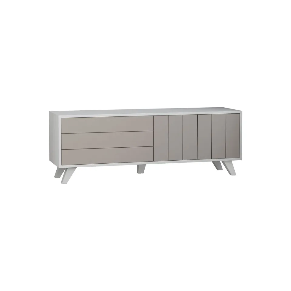 BOXED MARI TV CONSOLE CABINET IN LIGHT MOCKA/GREY 