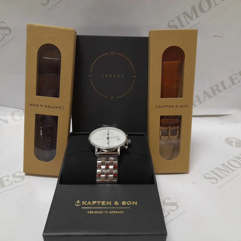 KAPTEN & SON CHRONO WATCH AND TWO WATCH STRAPS FOR ASSORTED WATCHES