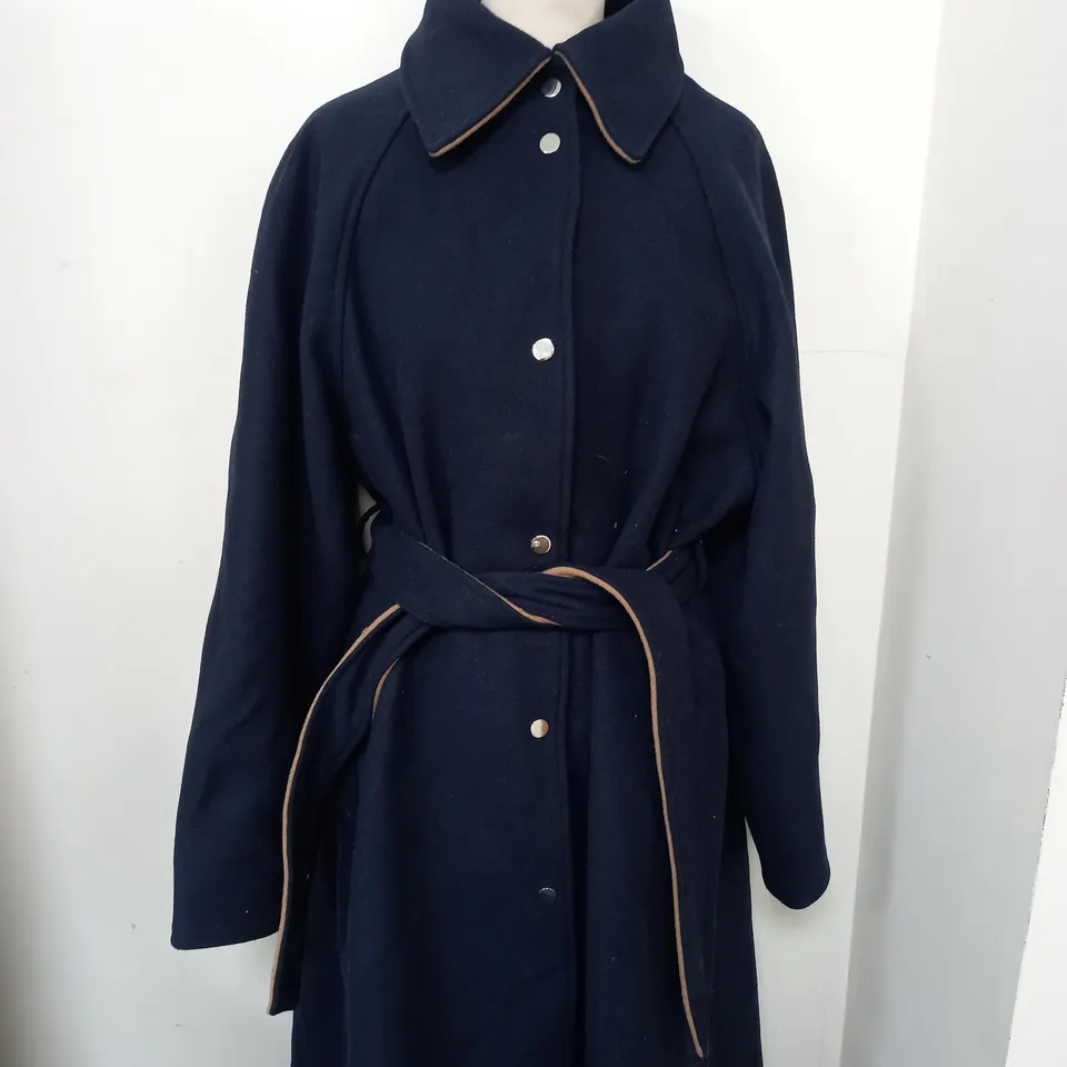 WALLIS WOOL BELTED CHAIN DETAIL LONGLINE COAT SIZE M