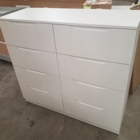BOXED 8 DRAWER CHEST OF DRAWERS MODERN CENTRAL RUNNERS RECESSED HANDLES - WHITE