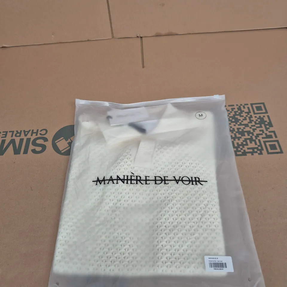 MANIERE DE VOIR POINTELLE POLO SHIRT – CREAM, SIZE M (MAN3628-02-M)