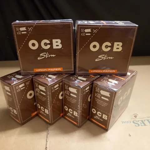 LOT OF 6 SEALED OCB SLIM 50-PACKS OF VIRGIN PAPERS