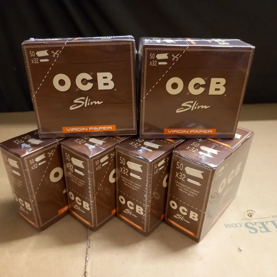 LOT OF 6 SEALED OCB SLIM 50-PACKS OF VIRGIN PAPERS