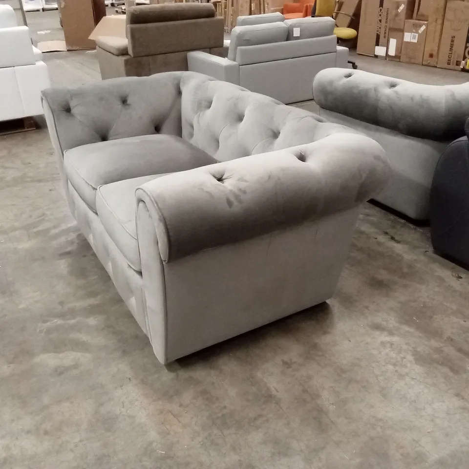AUDLEY 2 SEATER CHESTERFIELD SOFA, GREY HOUSE VELVET