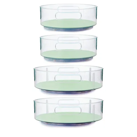 COOK'S ESSENTIALS SET OF 4 TURNTABLE STORAGE ORGANISERS WITH DIVIDERS