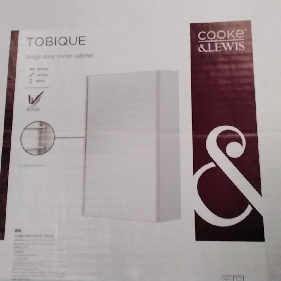BOXED COOKE & LEWIS TOBIQUE SINGLE DOOR MIRROR CABINET