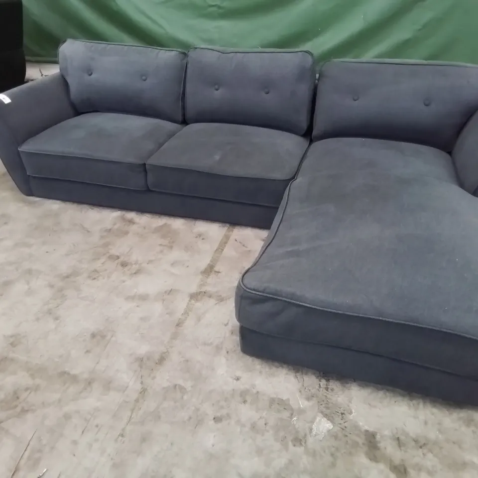 DESIGNER CHAISE SOFA CHARCOAL FABRIC 