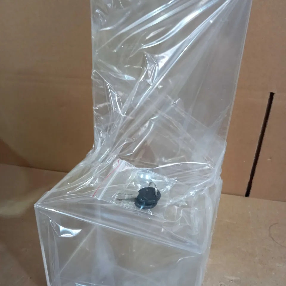 CLEAR CHARITY LOCK BOX WITH KEYS 