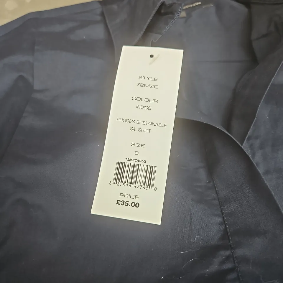 FRENCH CONNECTION INDIGO RHODES SUSTAINABLE S/L SHIRT SIZE SMALL TAGGED