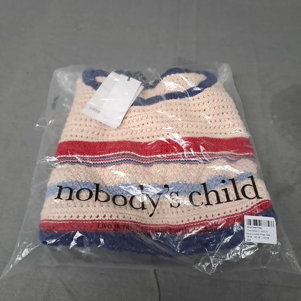 SEALED NOBODYS CHILD MOCK CROCHET STRIPE TANK - UK MEDIUM