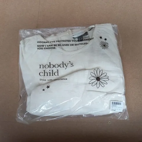 UK 6 NOBODY'S CHILD LINEN CREAM DEMI PUFF SLEEVE TOP SIZE 6