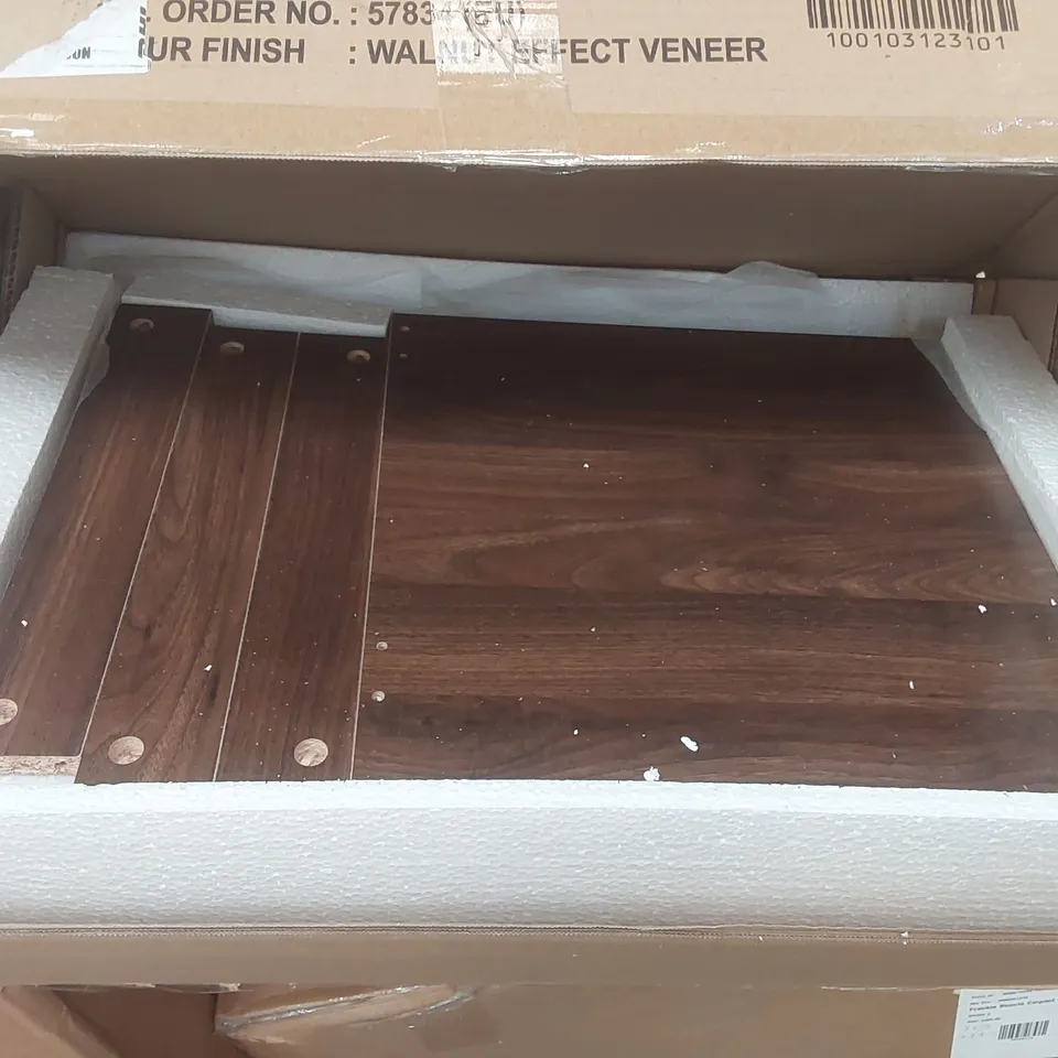 BOXED MALVERN 3 DRAWER BEDSIDE TABLE - WALNUT EFFECT VENEER