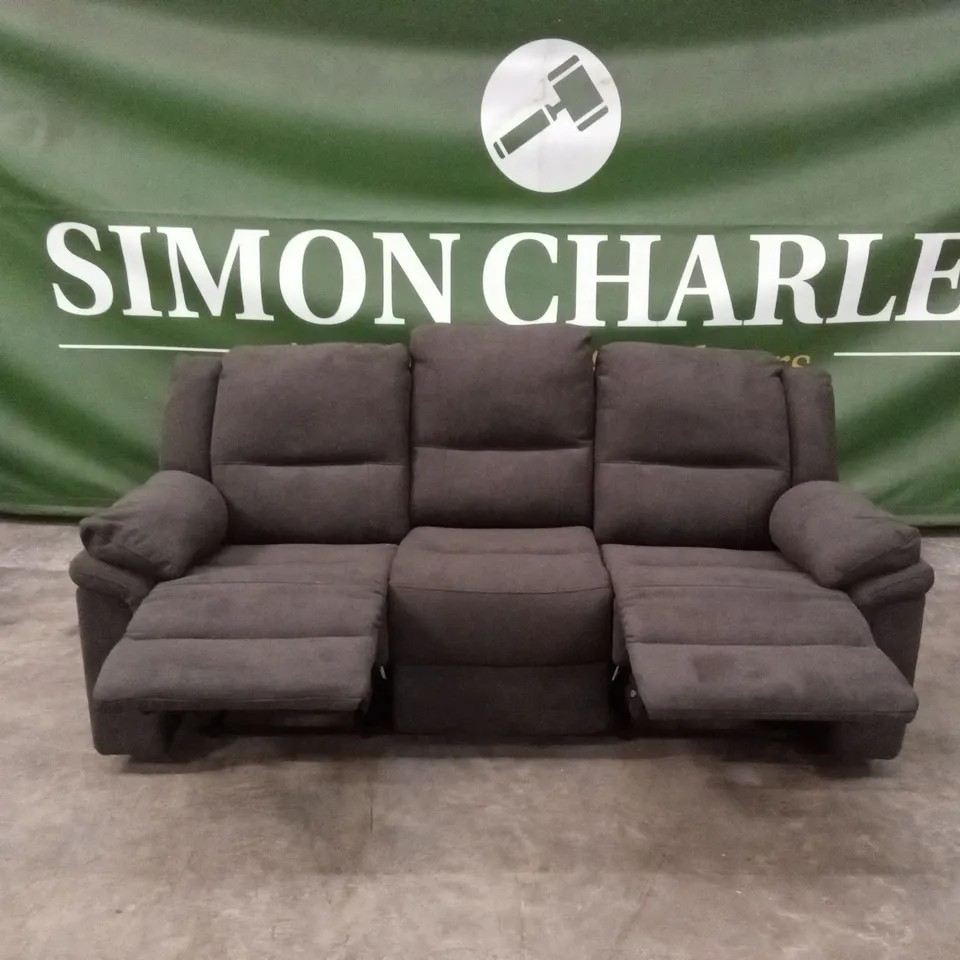 ALBION FABRIC 3 SEATER HIGH BACK MANUAL RECLINER SOFA - CHARCOAL RRP £749