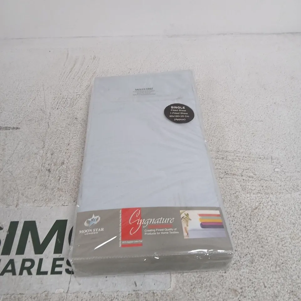 MOONSTAR LONDON LUXURIOUS DYED BED LINEN LIGHT BLUE SINGLE FITTED SHEET