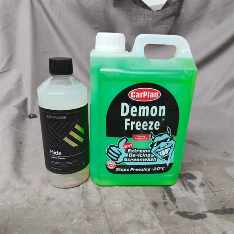 CARPLAN DEMON FREEZE CHERRY FRAGRANCE SCREENWASH & EZCARE HIDE LEATHER CLEANER – X8 