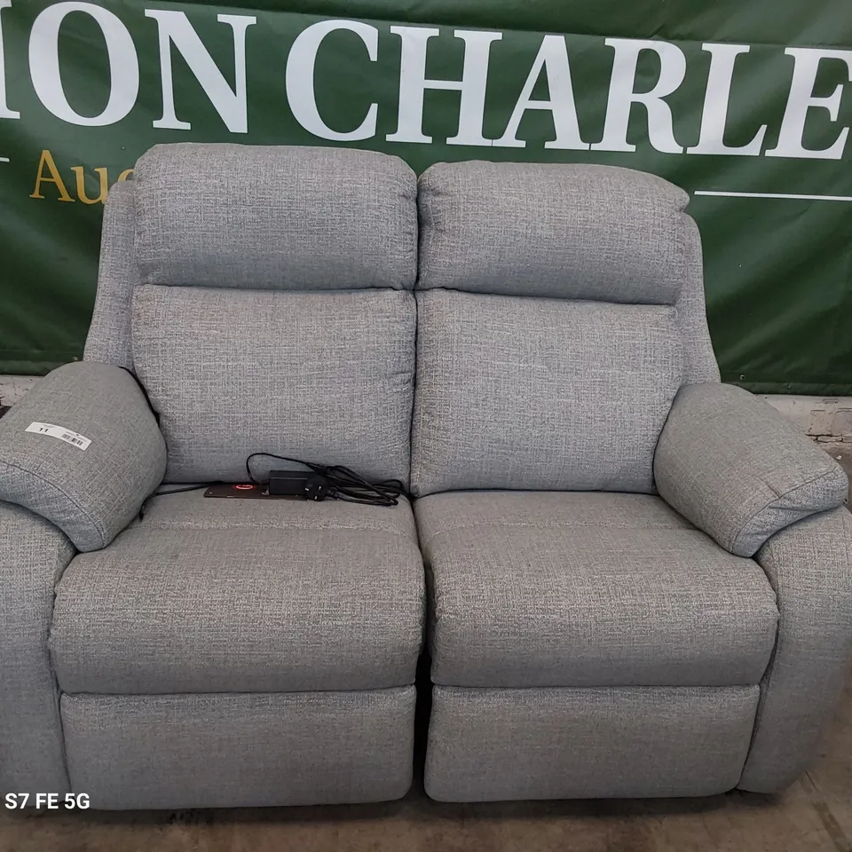 QUALITY BRITISH DESIGNER G PLAN KINGSBURY POWER RECLINING TWO SEATER SOFA LIMA DUCK EGG FABRIC 