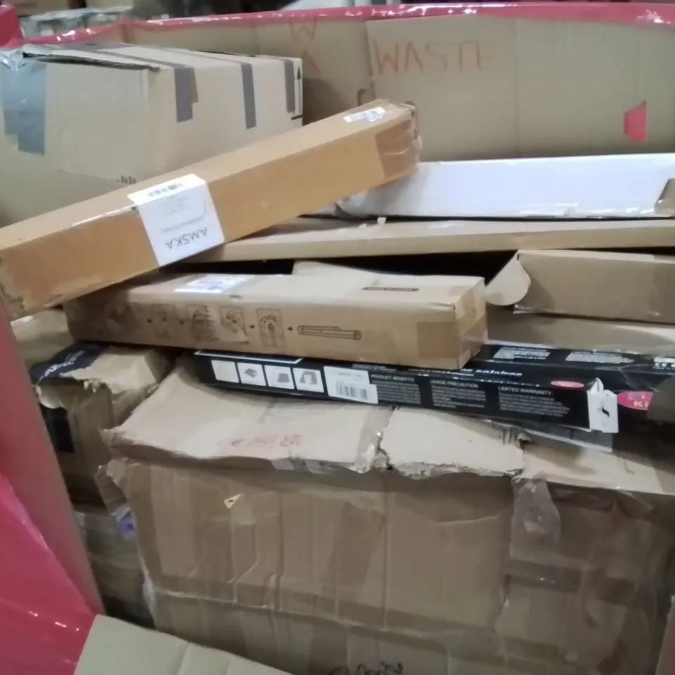 PALLET OF ASSORTED HOUSEHOLD GOODS AND PRODUCTS TO INCLUDE; BOXED FURNITURE ETC