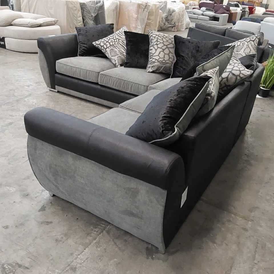 DESIGNER HILTON LEFT HAND CORNER SOFA IN BLACK/CHARCOAL 