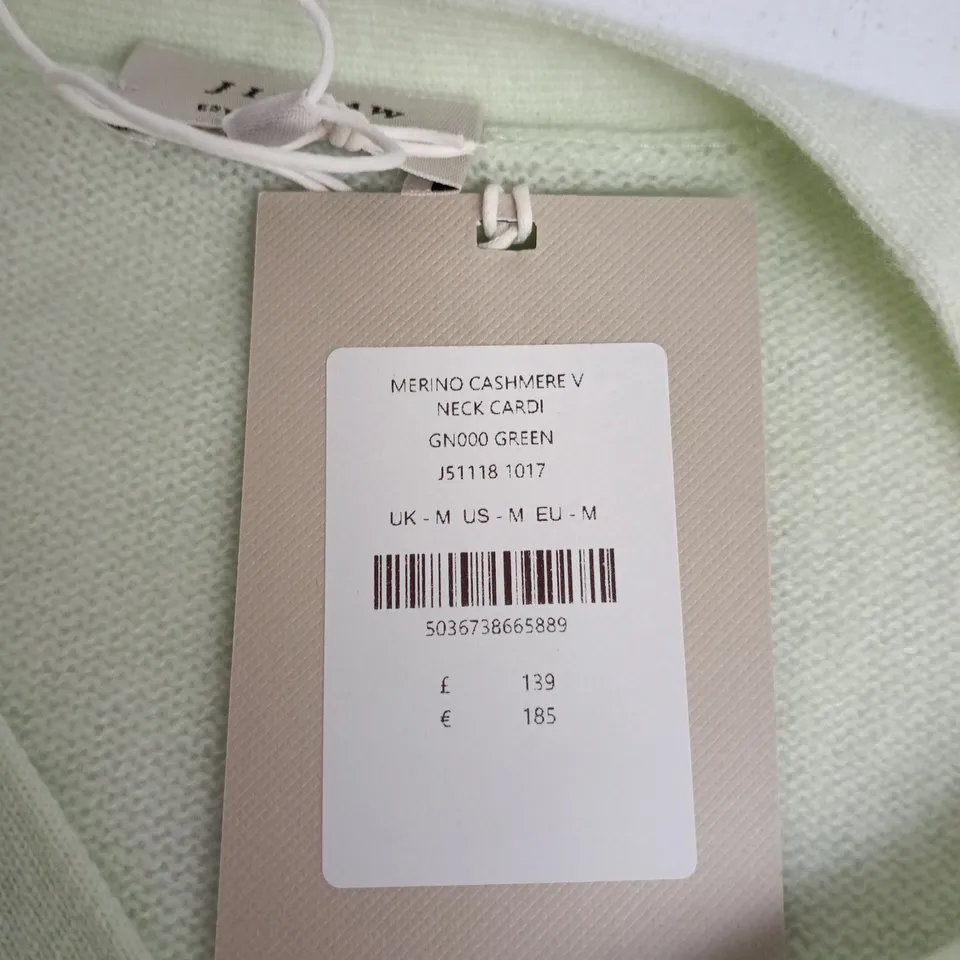 JIGSAW MERINO CASHMERE V-NECK CARDIGAN – GREEN, UK M