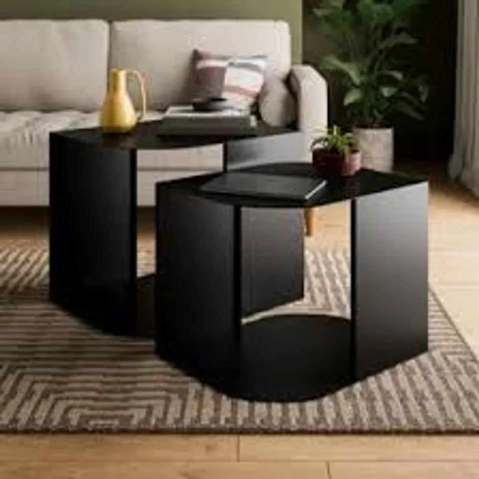 BOXED EDWIN METAL NESTING COFFEE TABLES - BLACK (1 BOX)
