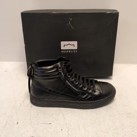 883 POLICE BLACK HIGH-TOP SNEAKERS – ZIP & LACE, MEN'S SHOES (UK 10)