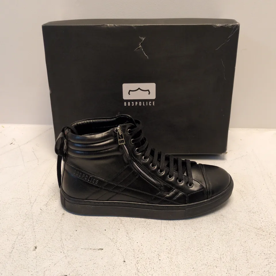 883 POLICE BLACK HIGH-TOP SNEAKERS – ZIP & LACE, MEN'S SHOES (UK 10)