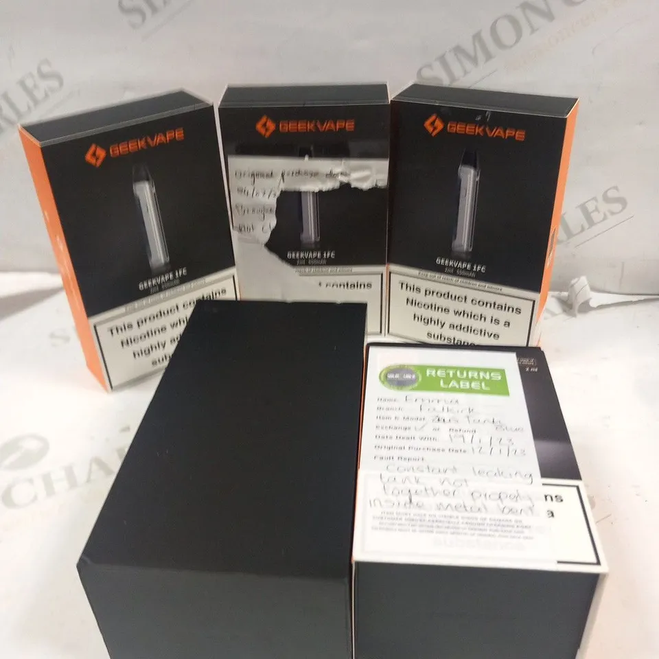 5 ASSORTED GEEKVAPE VAPING PRODUCTS TO INCLUDE; 1FC, Z SUB-OHM TANK AND B100