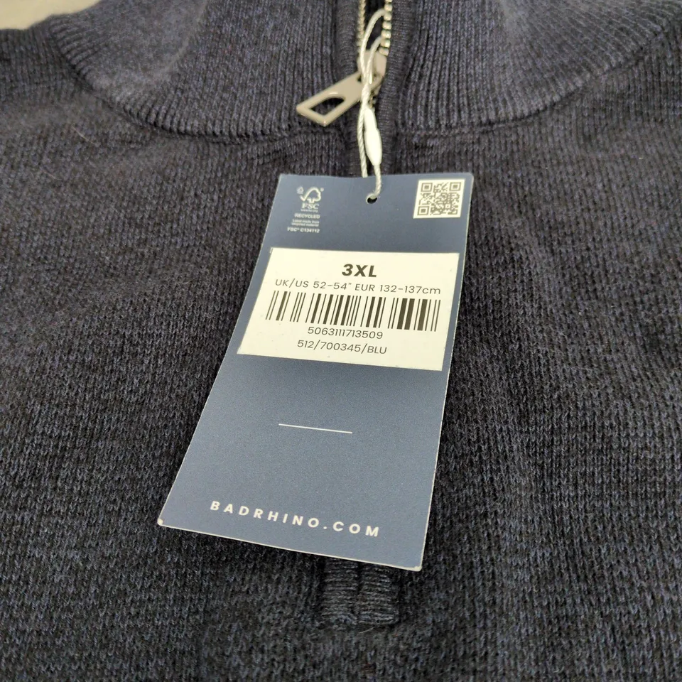 BADRHINO 3XL BLUE JUMPER WITH 1/4 ZIP
